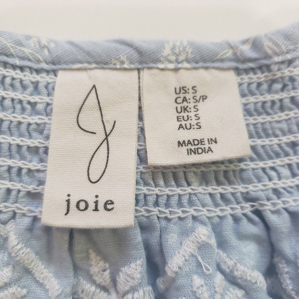 JOIE Peasant Blouse Women's Size Small Embroidered Blue Boho Cottage Core Fairy - Picture 3 of 16